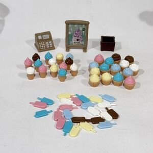 Vintage Tomy Koala Town Ice Cream Sweets Shop Dollhouse Accessories Lot